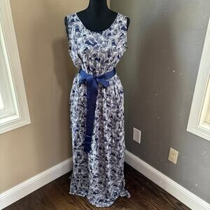 Vineyard Vines Blue & White Floral Maxi Dress - Size 10 - NWT